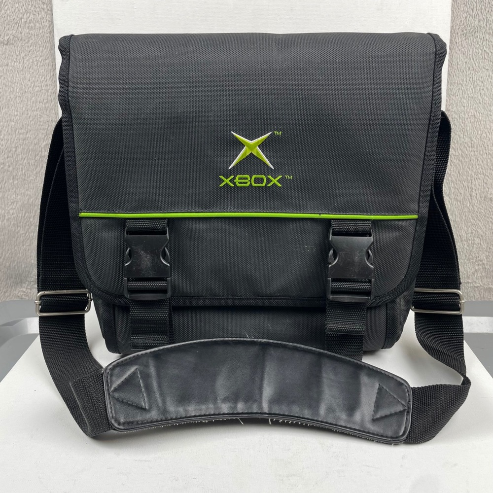 Vintage OG Xbox Console Messenger Bag Black Embroidered Logo Travel Case Y2K